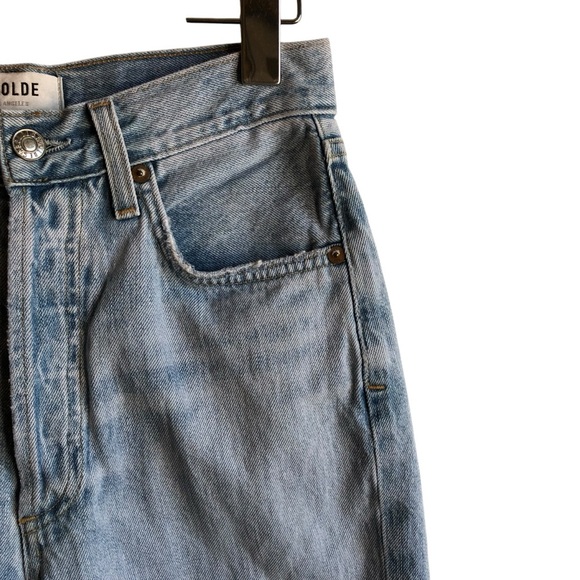 Agolde Riley High Rise Crop Jeans Light Blue Distressed Denim Size 25 - Picture 8 of 16